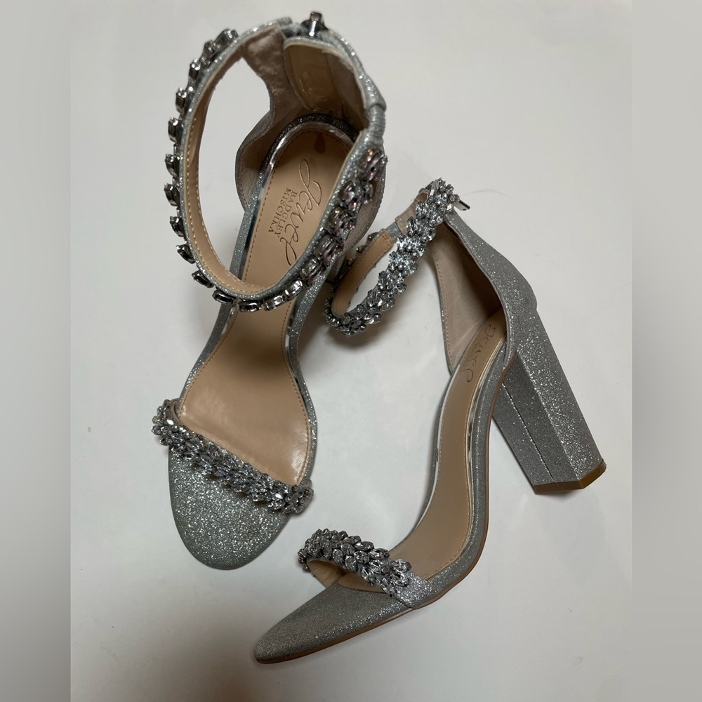 Jewel Badgley Mischka Silver Heels